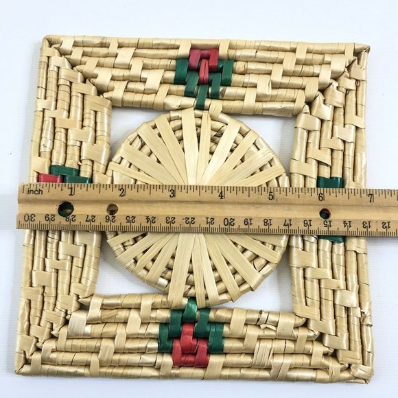 Woven Raffia Straw Trivets Set of 8 Round Square - Picture 6 of 12